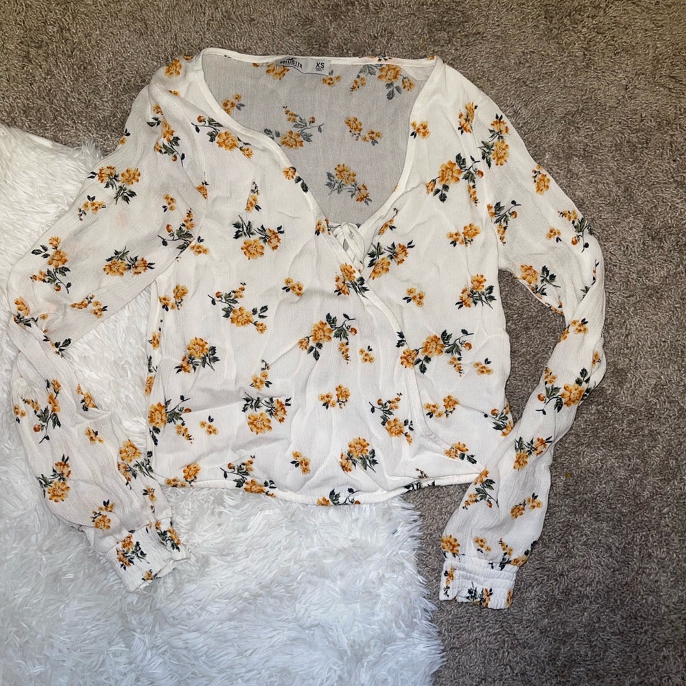 Floral White and Yellow Women's Top